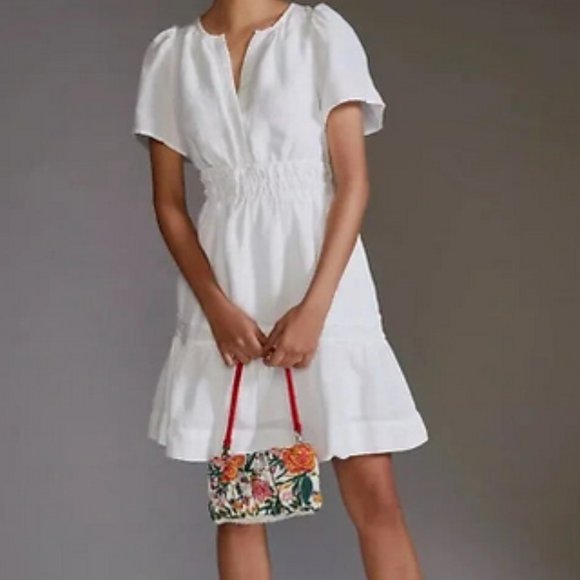 Anthropologie Dresses & Skirts - Anthropologie M NWT The Somerset Mini Dress Linen Tiered White Medium New
